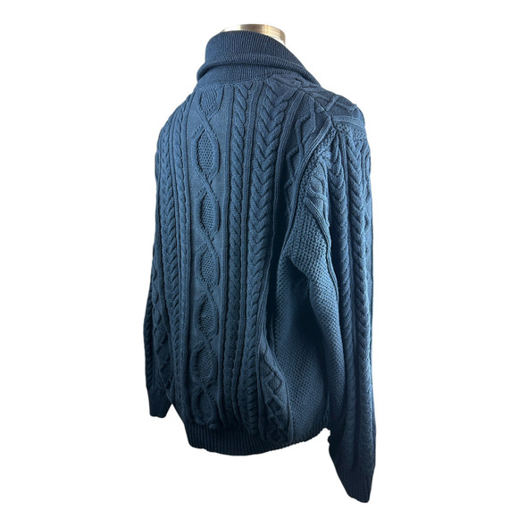 LL Bean Men's Bean's Heritage Soft Cotton Fisherman Sweater Full-Zip Navy XL - Picture 7 of 12